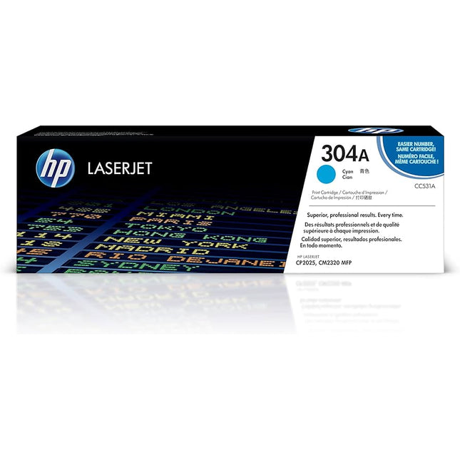 HP 304A High Yield Cyan LaserJet Toner Cartridge, CC531A