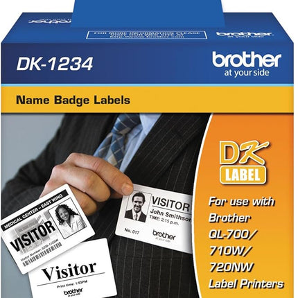 Genuine Brother DK-1234 Die-Cut Adhesive Badge White Paper Labels for QL Label Printers