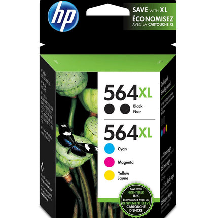 HP 564XL Black and Color Ink Cartridges-5pack
