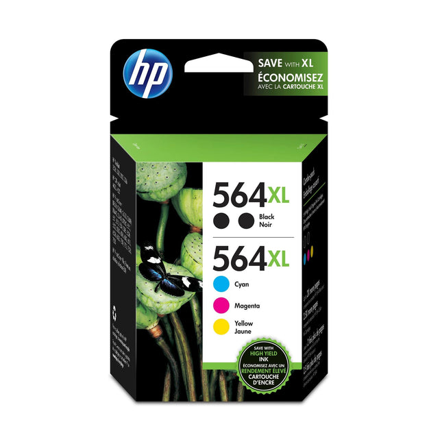 HP 564XL Black and Color Ink Cartridges-5pack