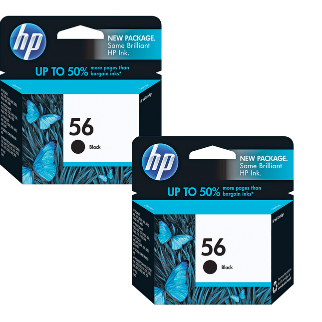 Genuine HP 56 (C6656AN) Black 2PK Ink Cartridges
