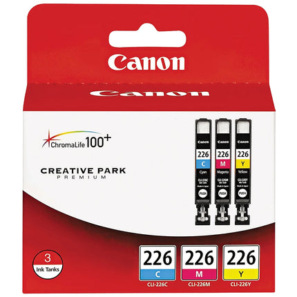 Original Canon CLI-226 (3-Pack) Standard Yield Tri-Color Ink Cartridge, 4547B005