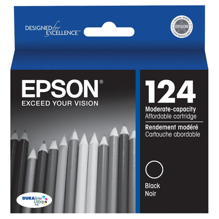Original Epson T124 Standard Yield Black Ink Cartridge, T124120