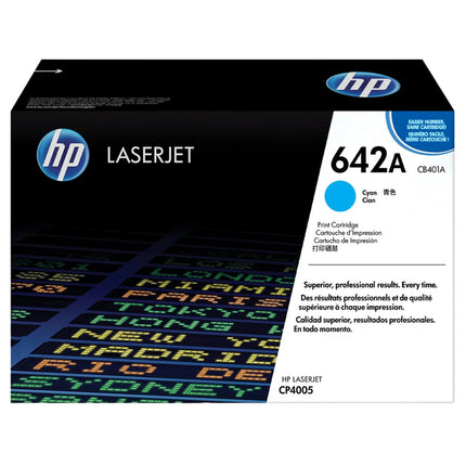 HP 642A Standard Yield Cyan LaserJet Toner Cartridge, CB401A