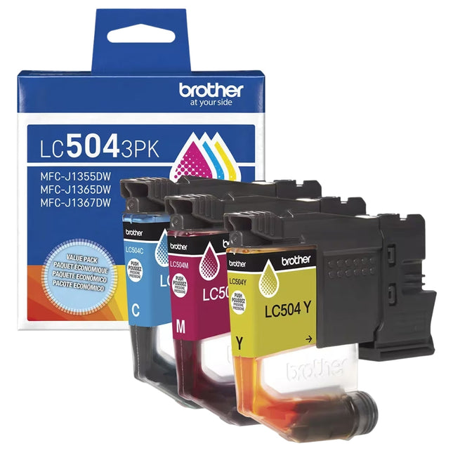 Original Brother LC504 Standard Yield Multi-Color (CMY) Ink Cartridge,3-Pack