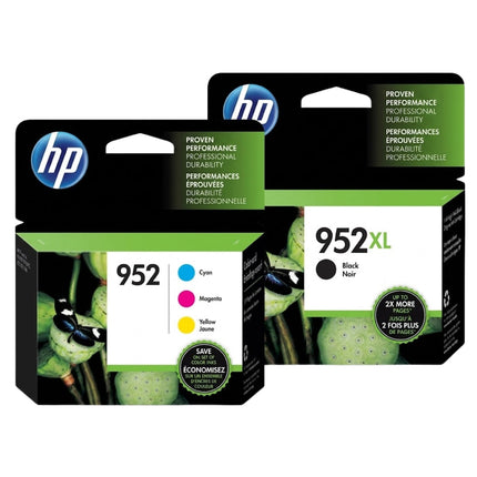 New Genuine HP 952XL Black & 952 Cyan, Magenta, Yellow Ink Cartridge - 4 Pack