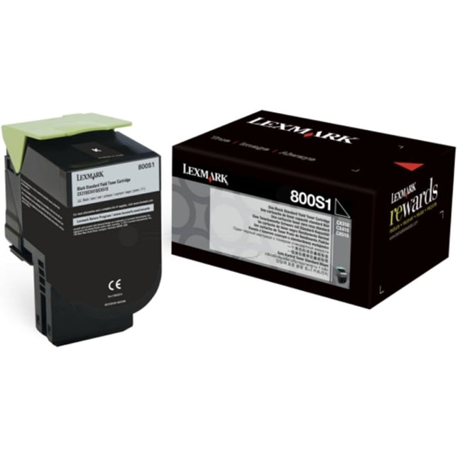 Genuine Lexmark 800S1 Standard Yield Black Toner Cartridge, 80C0S10
