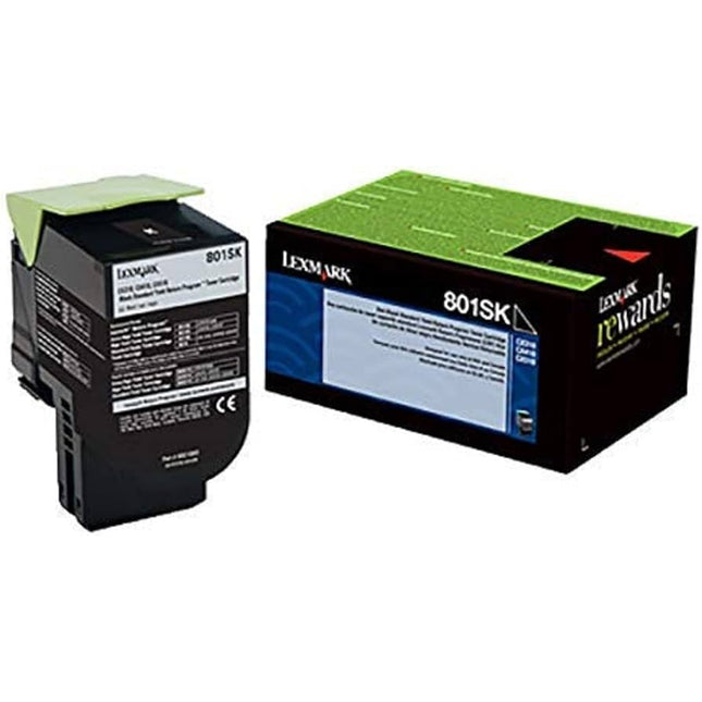 Original Lexmark 801SK Standard Yield Black Toner Cartridge, 80C1SK0