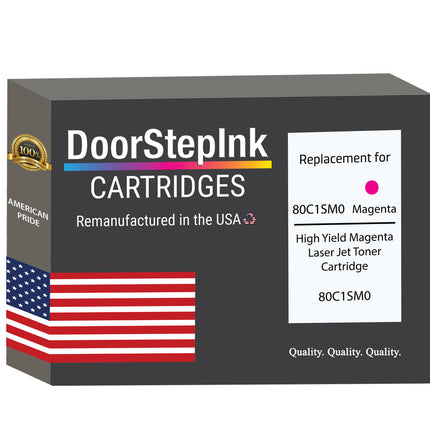 Remanufactured in the USA For Lexmark 80C1SM0 High Yield Magenta Laser Toner Cartridge, 80C1SM0