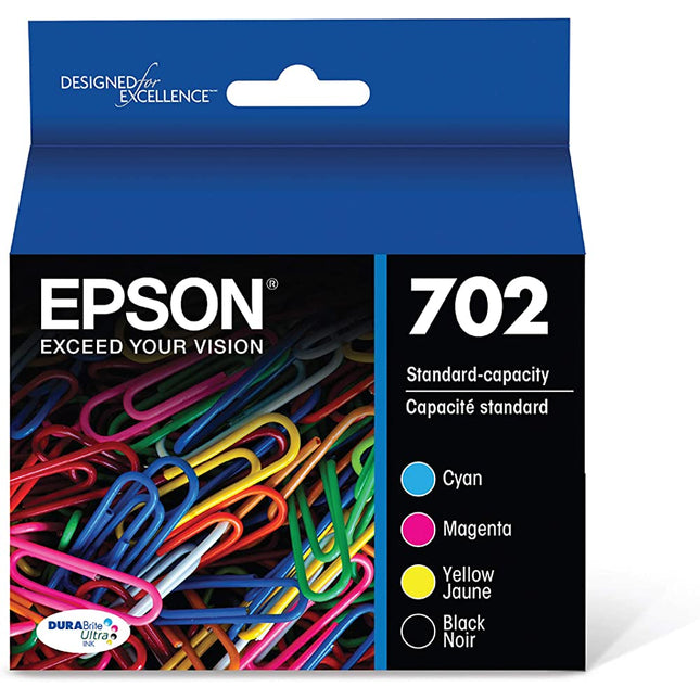 Epson T702 Black/Cyan/Magenta/Yellow Cartridge, 4/Pack (T702120-BCS)