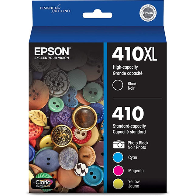 Epson 410XL Black and 410 Photo Black and Color Ink Cartridges