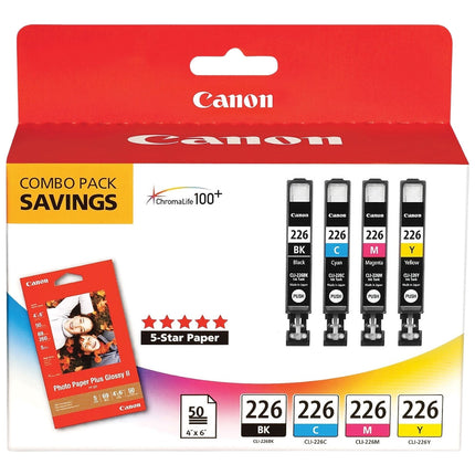 Original Canon CLI-226 (4-Pack) Standard Yield Tri-Color Ink Cartridge, 4546B007