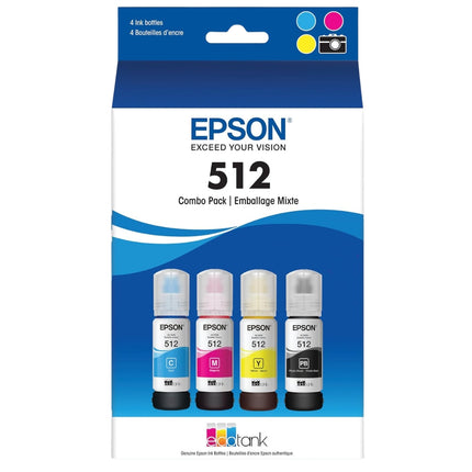 Original Epson T512 EcoTank Multi-Color (4-Pack) Ink Bottle, T512520-S