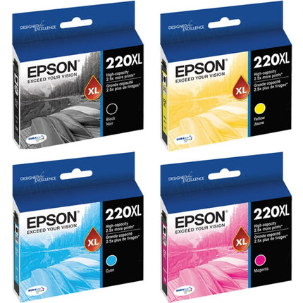 Epson 220XL 4-Pack Ink Cartridges- Black/Cyan/Magenta/Yellow