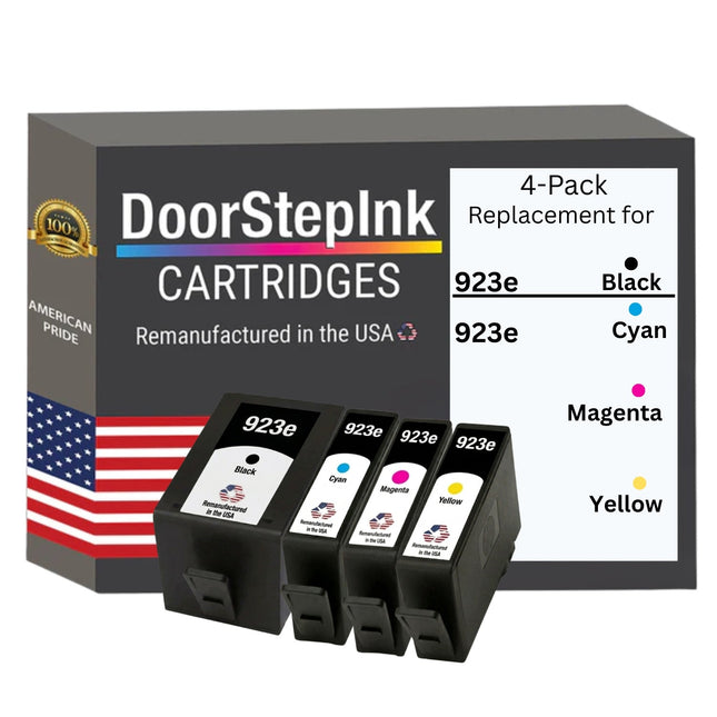 DoorStepInk Brand for HP 923e High Yield Multi-Color Remanufactured in USA Ink Cartridge, 4KOTEVO4PK-VB