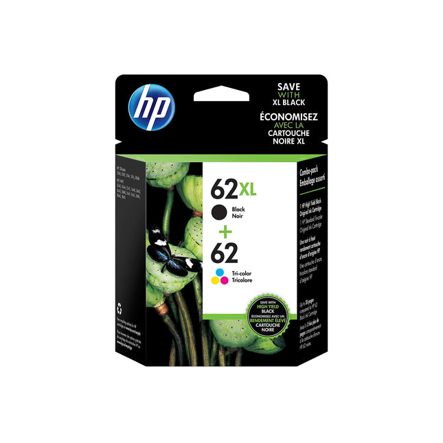 HP 62XL Black & 62 Color Ink Cartridge- 2 Pack