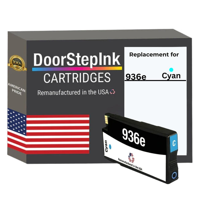 DoorStepInk Brand for HP 936e High Yield Cyan Remanufactured in USA Ink Cartridge, 4S6V3LN