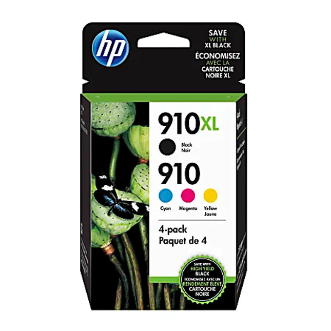 Original HP 910XL Black & 910 Cyan, Magenta, Yellow Ink Cartridges