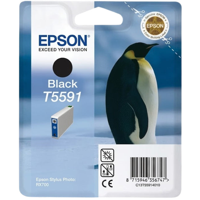 Original Epson T5591 Standard Yield Black Ink Cartridge, C13T55914010