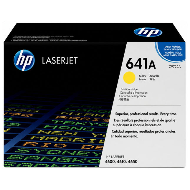 HP 641A Standard Yield Yellow LaserJet Toner Cartridge, C9722A