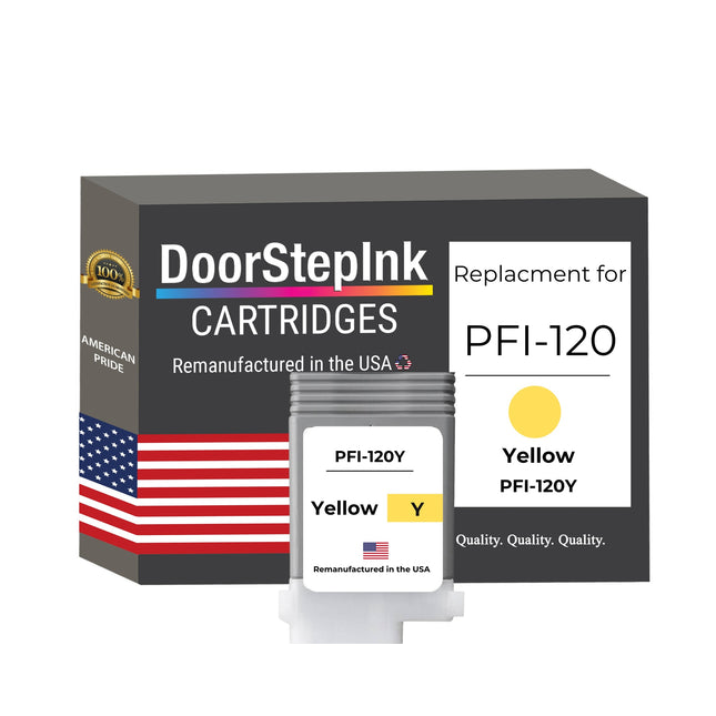 DoorStepInk Brand for Canon PFI-120Y Yellow Remanufactured in the USA Ink Cartridge, 2888C001