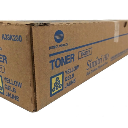 Original Konica Minolta TN321Y Standard Yield Yellow Toner Cartridge, A33K230 