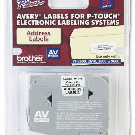 Original Brother P-touch  AV2067 Black On White Address Label (20mm x 67mm ), AV-2067