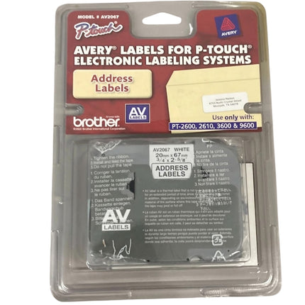 Original Brother P-touch  AV2067 Black On White Address Label (20mm x 67mm ), AV-2067