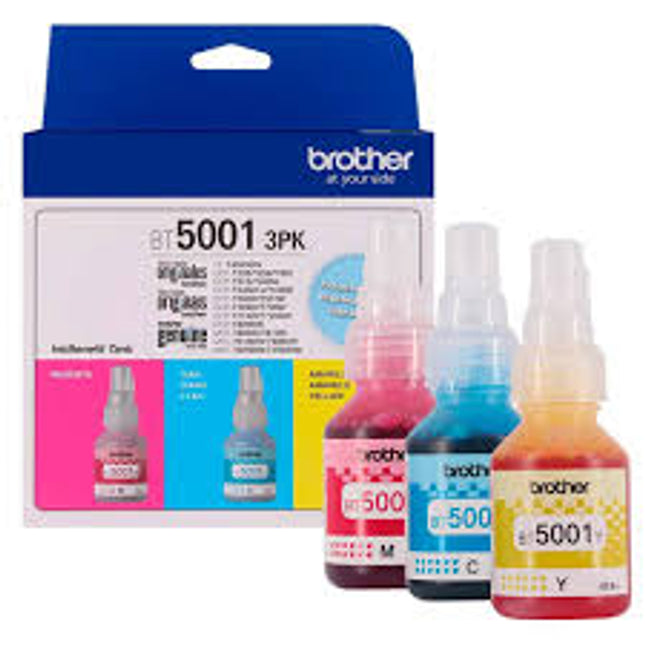 Original Brother BT5001 High Yield Tri-Colour ink bottle-3 Pack