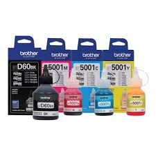 Original Brother BT5001 Tri-Colour & BTDR60BK Black ink bottle-5 Pack