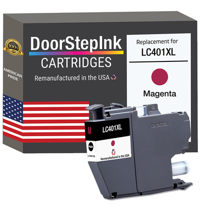 DoorStepInk Brand for Brother LC401XL Magenta High Yield Remanufactured in USA Inkjet Cartridge