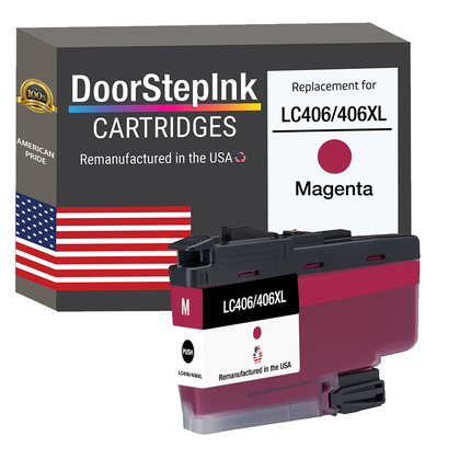 DoorStepInk Brand for Brother LC406/406XL Magenta Remanufactured in USA Inkjet Cartridge, LC406/406XLM