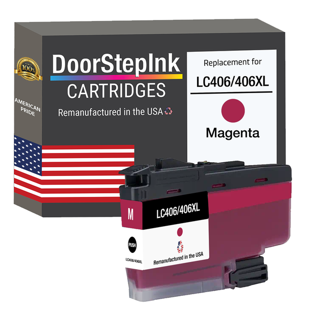 DoorStepInk Brand for Brother LC406/406XL Magenta Remanufactured in USA Inkjet Cartridge, LC406/406XLM