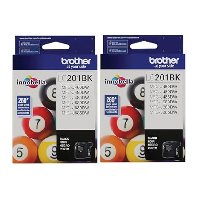 Original Brother LC201 Standard Yield Black ink bottle-2-Pack