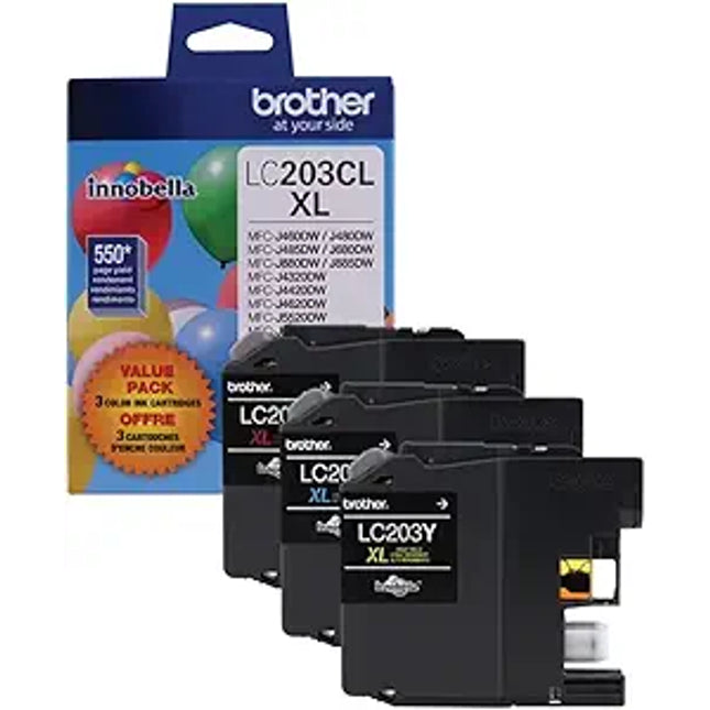 Original Brother LC203 Standard Yield Tri-Colour ink bottle-3-Pack