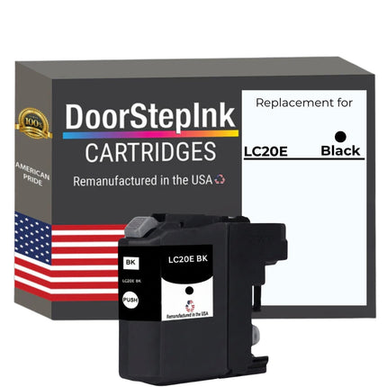 DoorStepInk Brand for Brother LC20E Black Extra High Yield Remanufactured in USA Inkjet Cartridge, LC20EBK