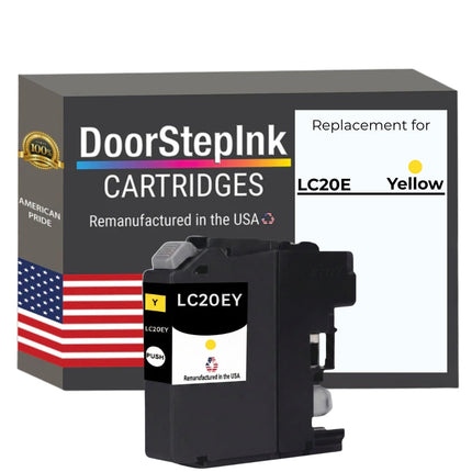 DoorStepInk Brand for Brother LC20E Yellow Extra High Yield Remanufactured in USA Inkjet Cartridge, LC20EY