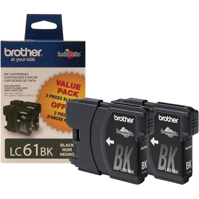 Brother LC61Bk Black Ink Cartridge, Pack Of 2