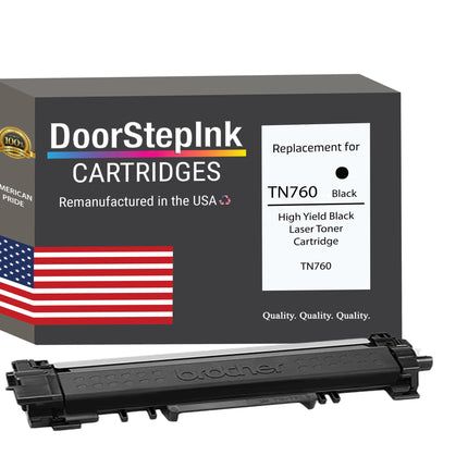 DoorStepInk Brand For Brother TN760 High Yield Black Remanufactured in the USA Laser Toner Cartridge, TN760