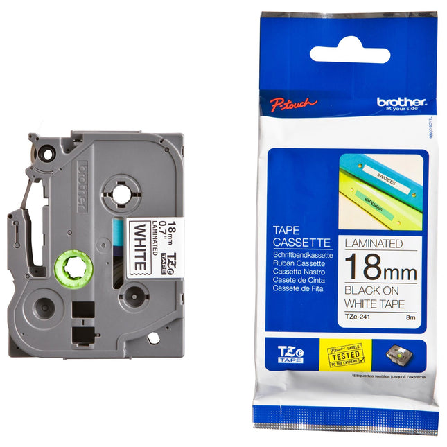 Genuine Brother TZe-241 3/4 In. Black On White P-touch Tape