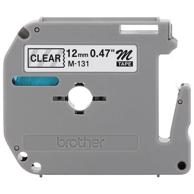Brother Genuine P-Touch M-131 Tape, 1/2" (0.47") Standard P-Touch Tape, Black on Clear, for Indoor Use, Water Resistant, 26.2 Feet (8M), Single-Pack