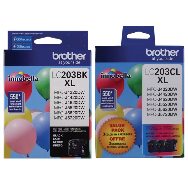 Brother LC203XL High Yield Black / 3 Color  Ink Cartridge (4-Pack)