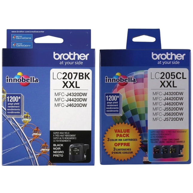 Brother LC207XXL Black & LC205XXL Color Ink Cartridges