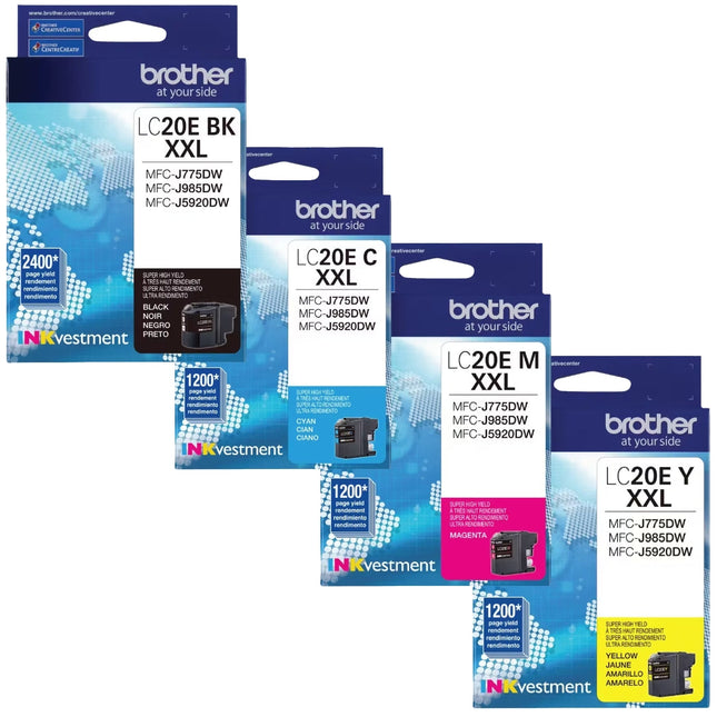 Brother LC20E Extra High Yield Black and Color Ink Cartridges