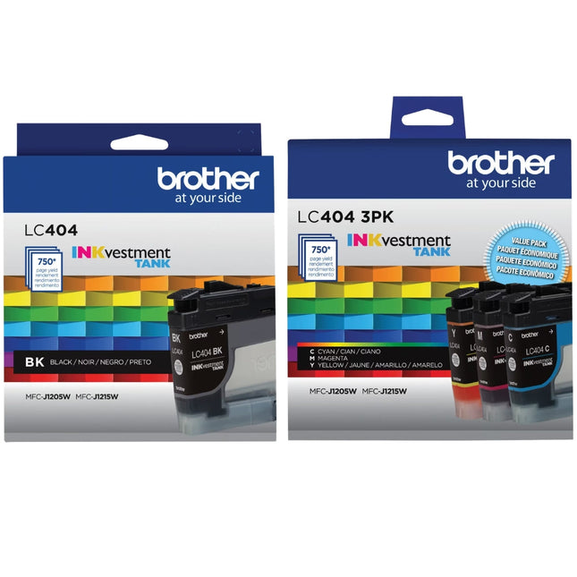 Brother LC404 Standard-Yield Black and Color Ink Cartridges, LC404 4-Pack