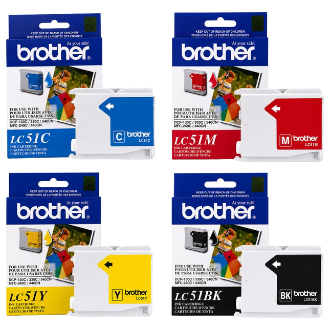Brother LC51 Black, Cyan, Magenta & Yellow Ink Cartridge