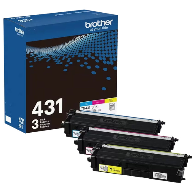 Brother Standard-Yield Cyan, Yellow and Magenta Toner Cartridge, TN431-3PK
