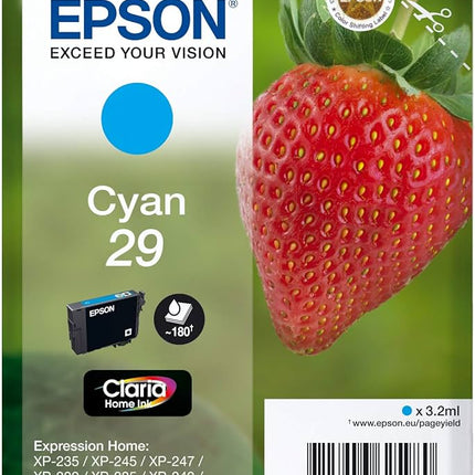Genuine Epson Cyan Ink Cartridge, C13T298240