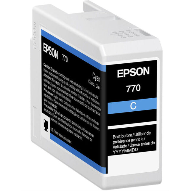 Genuine Epson 770 25ml UltraChrome Cyan Ink Cartridge, T770220