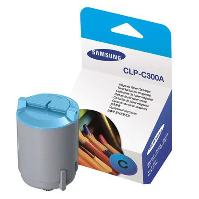 Original Samsung CLP-C300 Standard Yield Cyan Toner Cartridge, CLP-C300A